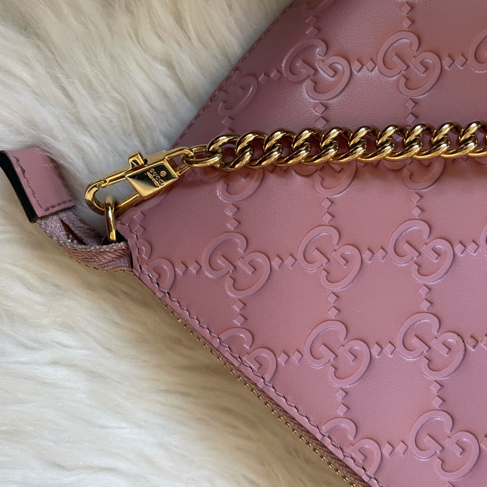 Gucci Pink GG Embossed Leather Chain Pochette - Picture 5 of 7